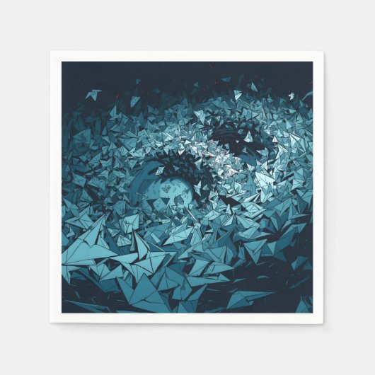 Blauer Origami-Sturm Abstract Art Design Serviette (Vorderseite)