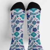 Blauer Ornament und Poinsettias Weihnachtssocken C Socken (Oben)