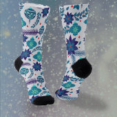 Blauer Ornament und Poinsettias Weihnachtssocken C Socken