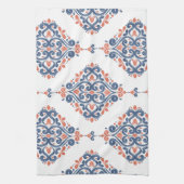 Blauer Ornamentiv Orange: Vintag nahtlos Geschirrtuch (Vertikal)