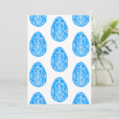 Blauer Ostereier Linocut Einladung (Stehend Vorderseite)