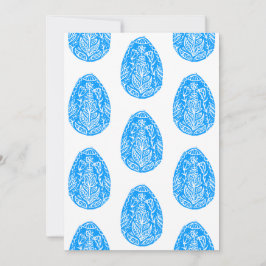 Blauer Ostereier Linocut Einladung
