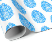 Blauer Ostereier Linocut Geschenkpapier (Rolleneckpunkt)
