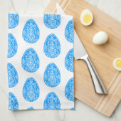 Blauer Ostereier Linocut Geschirrtuch (Viertel Falte)