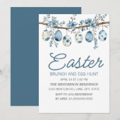 Blauer Ostereier-Such-Brunch Einladung (Vorne/Hinten)