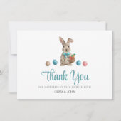 Blauer Osterhase Dankeskarte (Vorderseite)