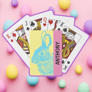 Blauer Osterhase Retro-Pastell Spielkarten