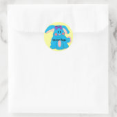 Blauer Osterhase Runder Aufkleber (Tasche)