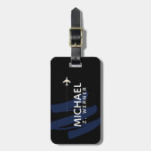 Blauer Oversifizierter Cooler Monogramm Gepäckanhänger (Vorderseite vertikal)