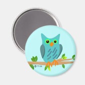 Blauer Owl Magnet (Vorderseite/Rückseite)