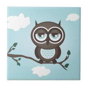 Blauer Owl Trivet Fliese