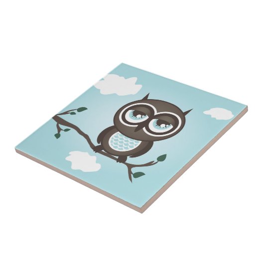 Blauer Owl Trivet Fliese (Seite)