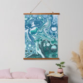 Blauer Ozean Bubbles Fluid Art Hangband Wandteppich Mit Holzrahmen (Schlafzimmer)