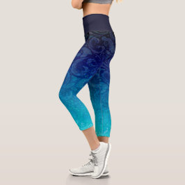 Blauer Ozean Capri Leggings