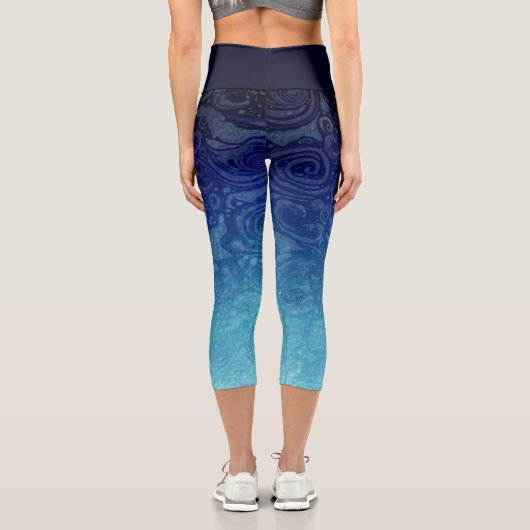 Blauer Ozean Capri Leggings (Rückseite)