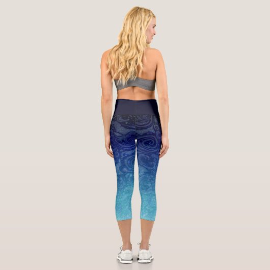 Blauer Ozean Capri Leggings (Rückseite)