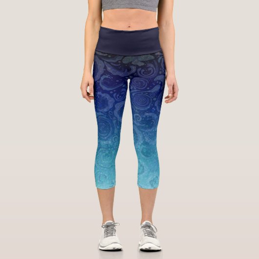 Blauer Ozean Capri Leggings (Vorderseite)