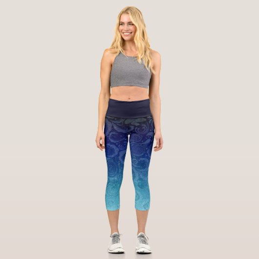 Blauer Ozean Capri Leggings (Vorderseite)