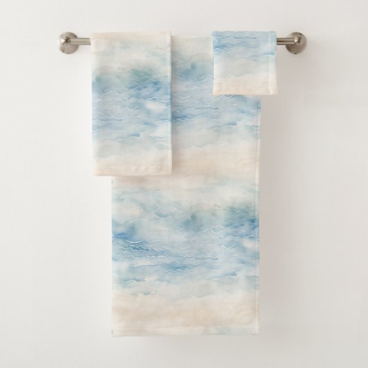 Blauer Ozean Creme Sand Strand Badhandtuch Set (Insitu)