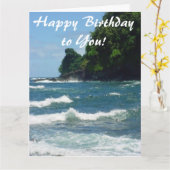 Blauer Ozean der alles Gute zum Karte (Gelbe Blume)