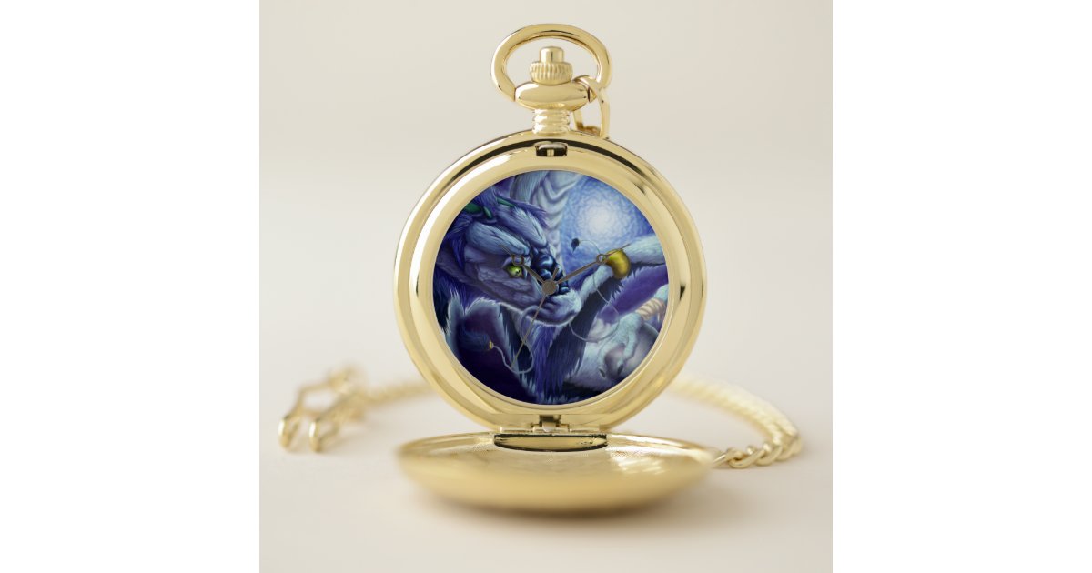 Blauer Ozean Drache U Perle Taschenuhr Zazzle De