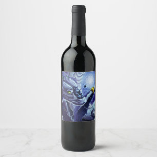 Blauer Ozean-Drache u. Perle Weinetikett