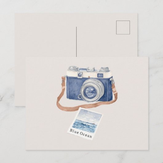 Blauer Ozean Foto Kamera Postkarte (Vorne/Hinten)