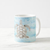 Blauer-Ozean-Meeresschildkröte Kaffeetasse (VorderseiteRechts)