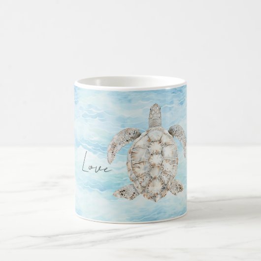 Blauer-Ozean-Meeresschildkröte Kaffeetasse (Mittel)
