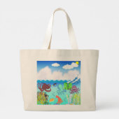 Blauer Ozean Octopus Tiefseetraum Jumbo Stoffbeutel (Rückseite)