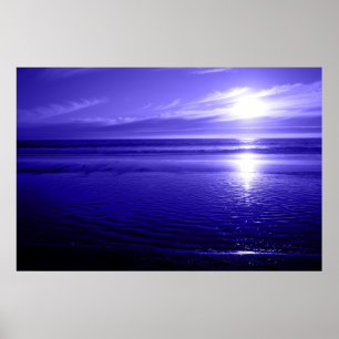 Blauer Ozean-Sonnenuntergang Poster
