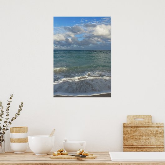 Blauer Ozean, Strand und Himmel Poster (Küche)
