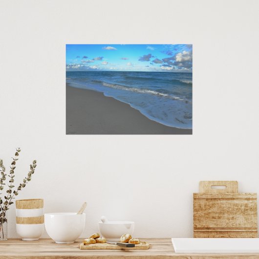 Blauer Ozean, Strand und Himmel Poster (Küche)