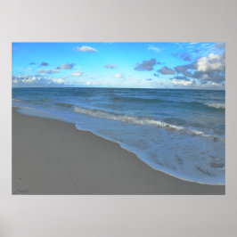 Blauer Ozean, Strand und Himmel Poster