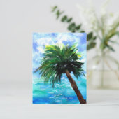 Blauer Ozean und Grünpalme Postkarte (Stehend Vorderseite)