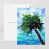 Blauer Ozean und Grünpalme Postkarte (Vorne/Hinten)