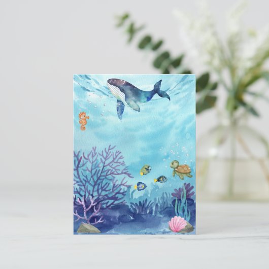 Blauer Ozean unter dem Meer Postkarte (Stehend Vorderseite)