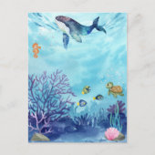 Blauer Ozean unter dem Meer Postkarte (Vorderseite)