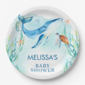 Blauer Ozean unter der Babydusche Pappteller (Vorderseite)