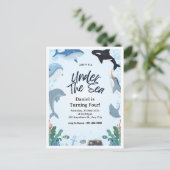 Blauer Ozean unter Meeresdolphin Geburtstag Postkarte (Stehend Vorderseite)