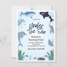 Blauer Ozean unter Meeresdolphin Geburtstag Postkarte