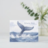 Blauer-Ozean-Wal-Schwanz Postkarte (Stehend Vorderseite)