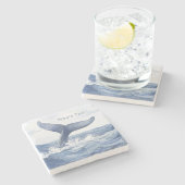 Blauer-Ozean-Wal-Schwanz Steinuntersetzer (Seitenansicht)