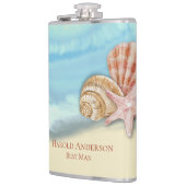 Blauer Ozean Wave Vinyl Wrapped Flask Flachmann (Links)