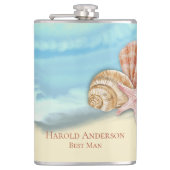 Blauer Ozean Wave Vinyl Wrapped Flask Flachmann (Vorderseite)