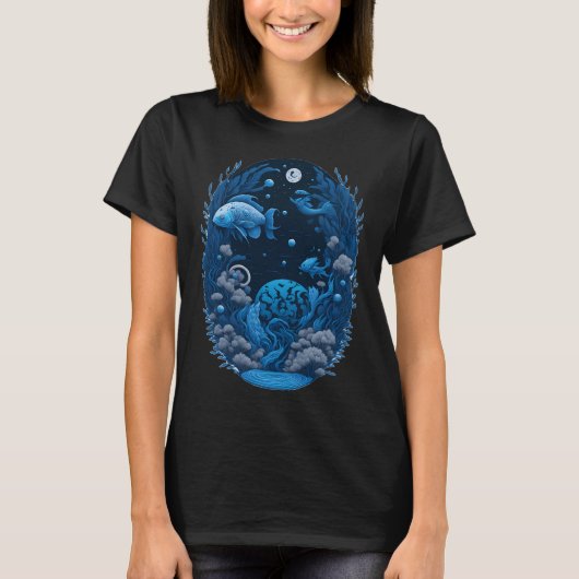 Blauer Ozeanfisch T-Shirt (Vorderseite)