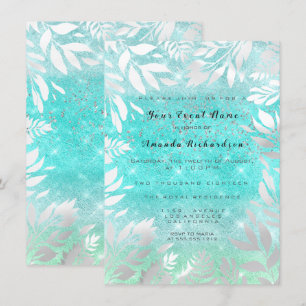 Blauer Ozeanhimmel Glitter Ombre Blumenrahmen Einladung