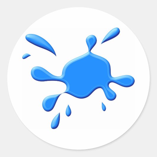 Blauer Paint Splodge Runder Aufkleber (Vorderseite)