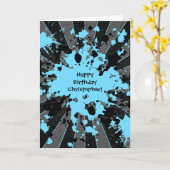 Blauer Paintball alles Gute zum Geburtstag Karte (Gelbe Blume)