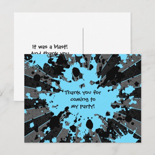 Blauer Paintball-Geburtstag Postkarte (Vorne/Hinten)